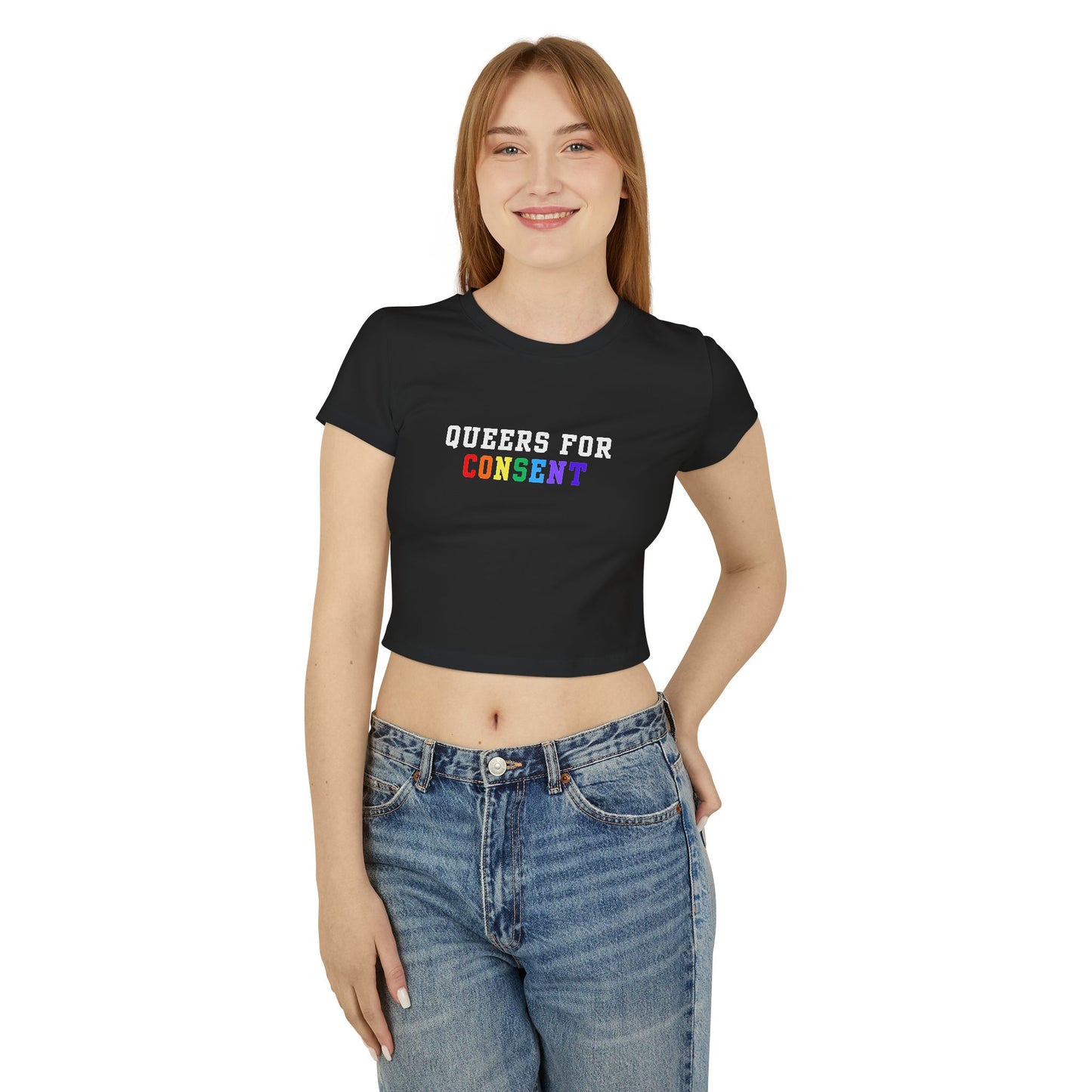 Queers for Consent Baby Tee - LGBTQ+ Pride Shirt, Feminist Graphic Top, Casual Wear, Festival Outfit, LGBTQ Gifts
