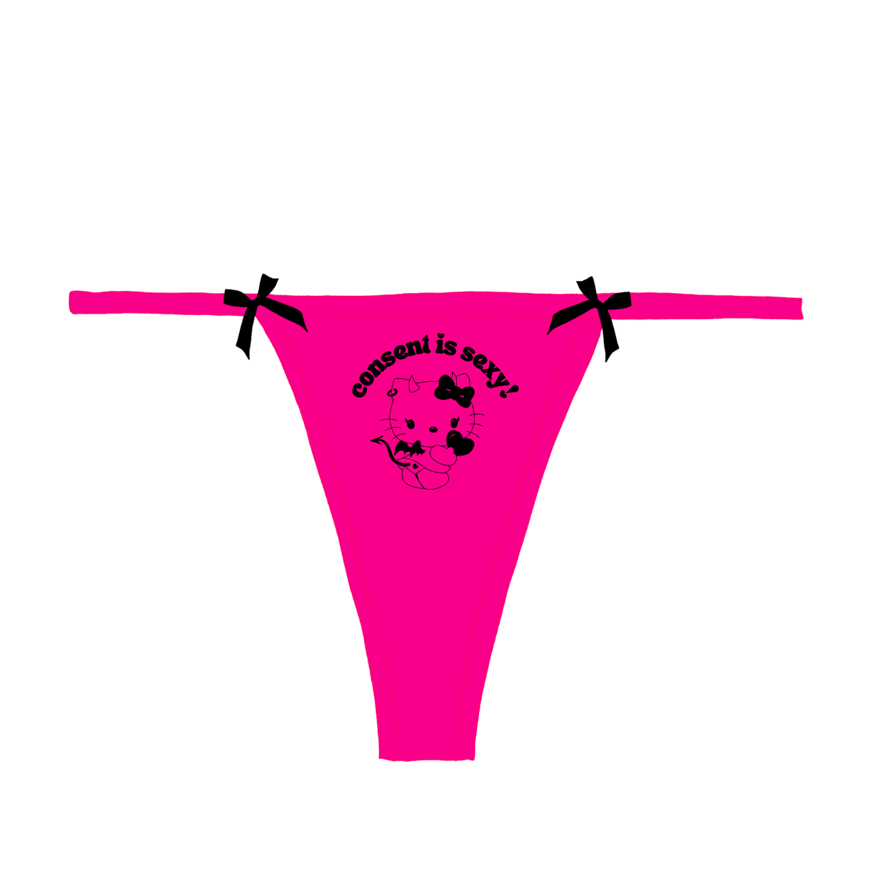 "consent is sexy" kitty Bow Thong