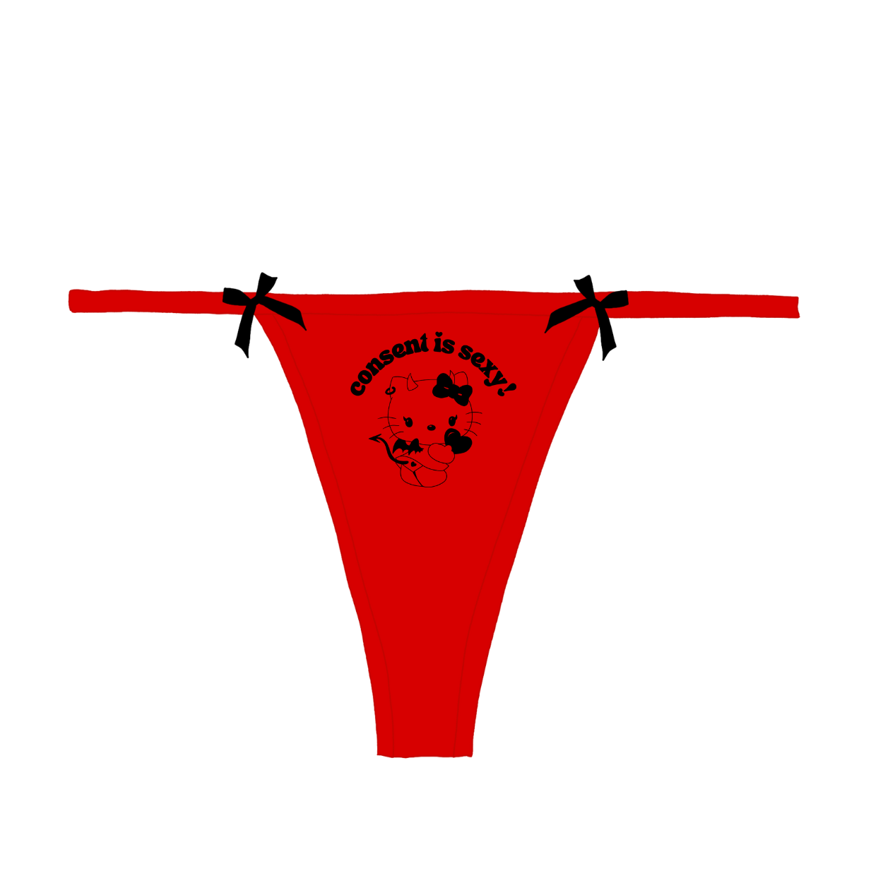"consent is sexy" kitty Bow Thong
