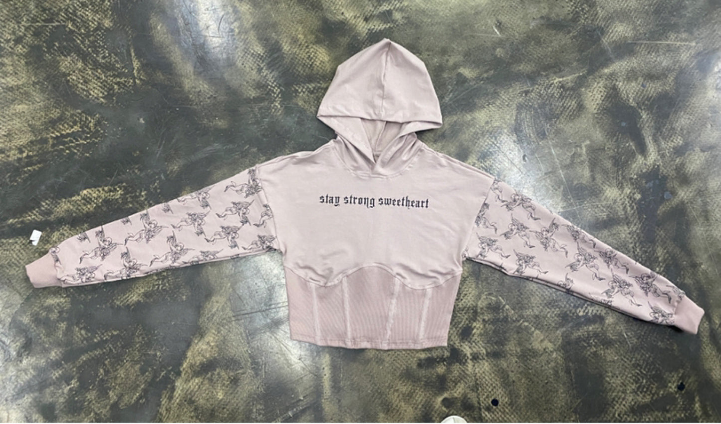 "Stay Strong Sweetheart" Angel Corset Hoodie