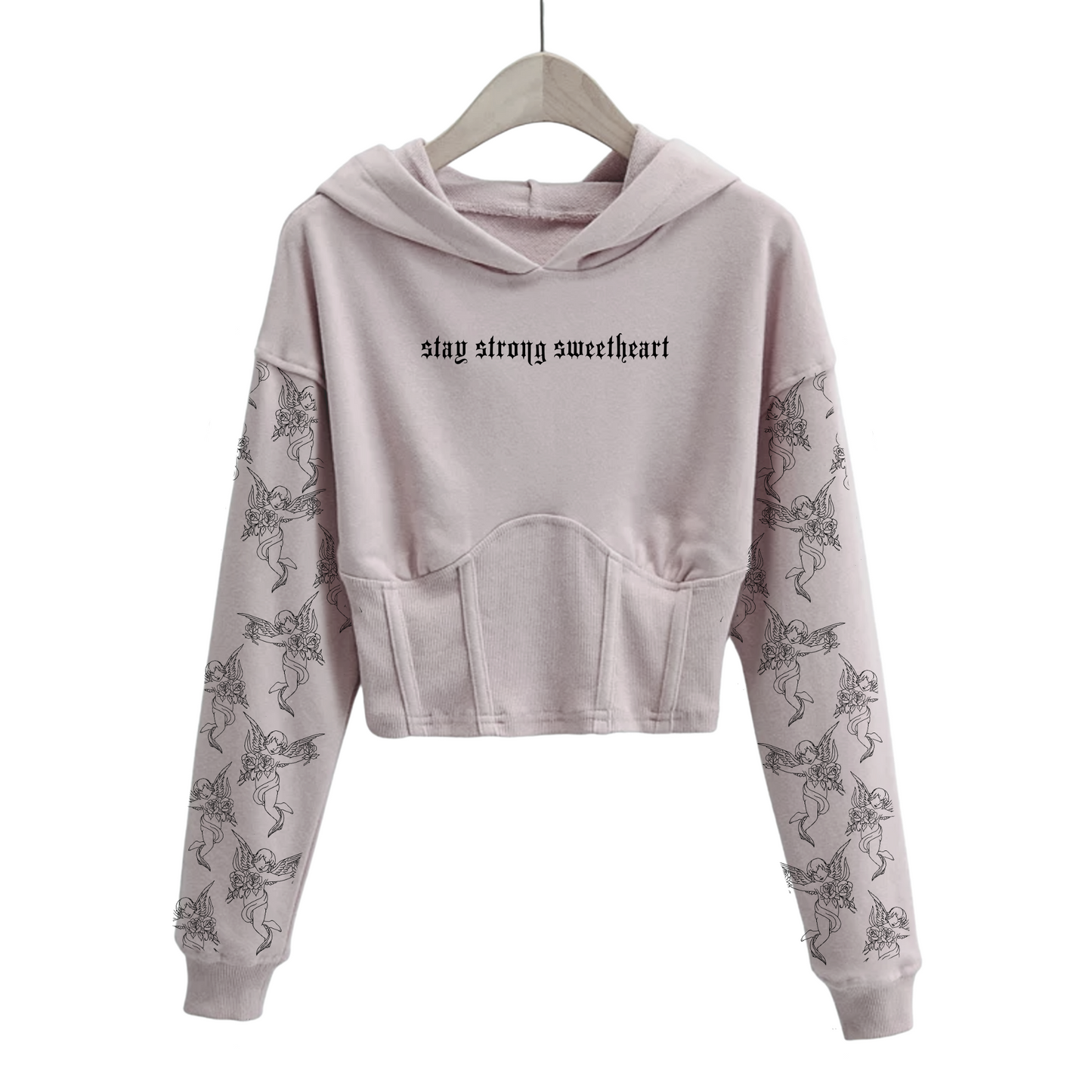 "Stay Strong Sweetheart" Angel Corset Hoodie