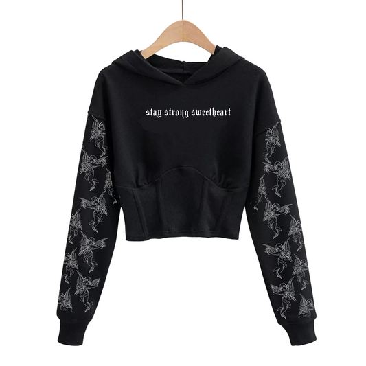 "Stay Strong Sweetheart" Angel Corset Hoodie