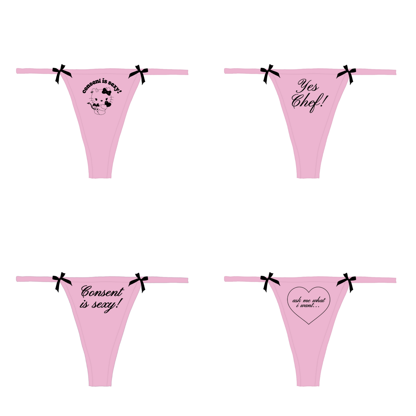 Consent is Sexy Bow Thong 4 Pack