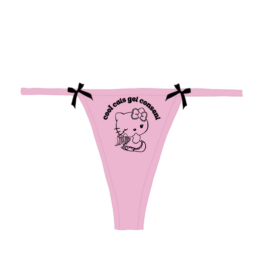 "cool cats get consent" kitty Bow Thong