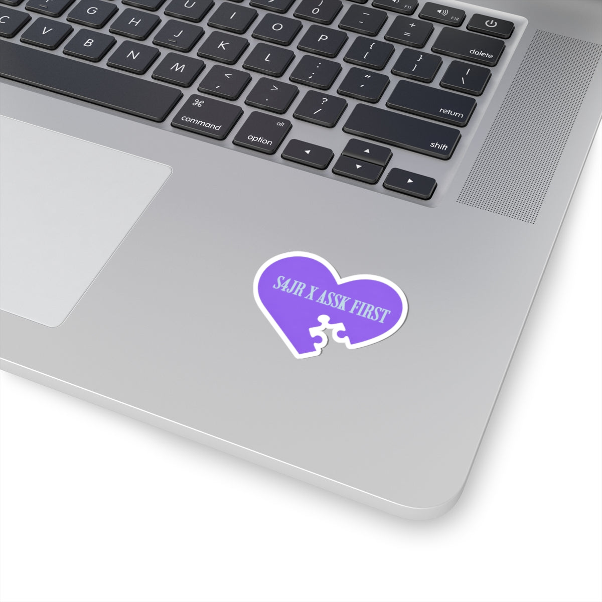 S4JR X ASSK FIRST Kiss-Cut Sticker — Purple Heart Puzzle "S4JR X ASSK FIRST"