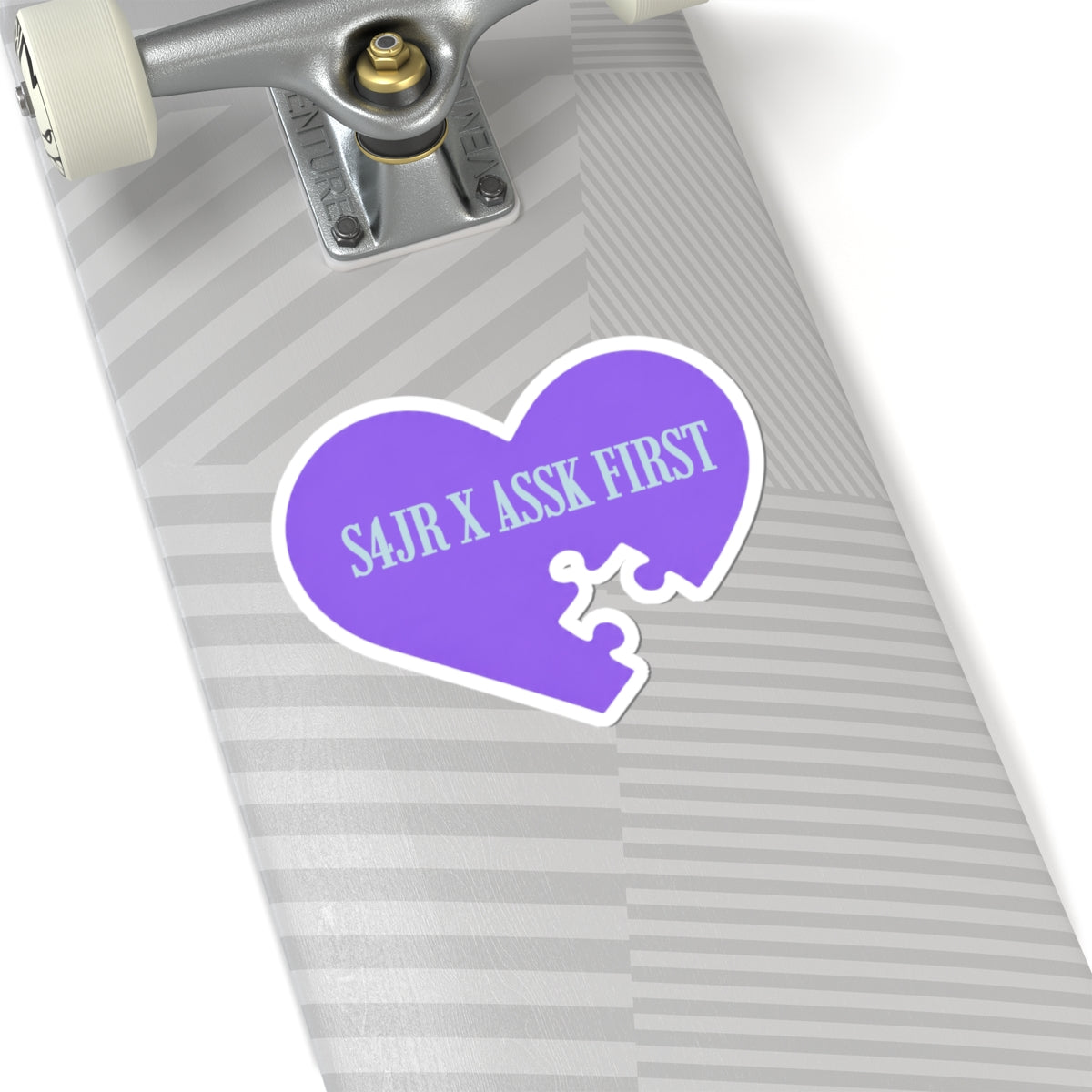 S4JR X ASSK FIRST Kiss-Cut Sticker — Purple Heart Puzzle "S4JR X ASSK FIRST"
