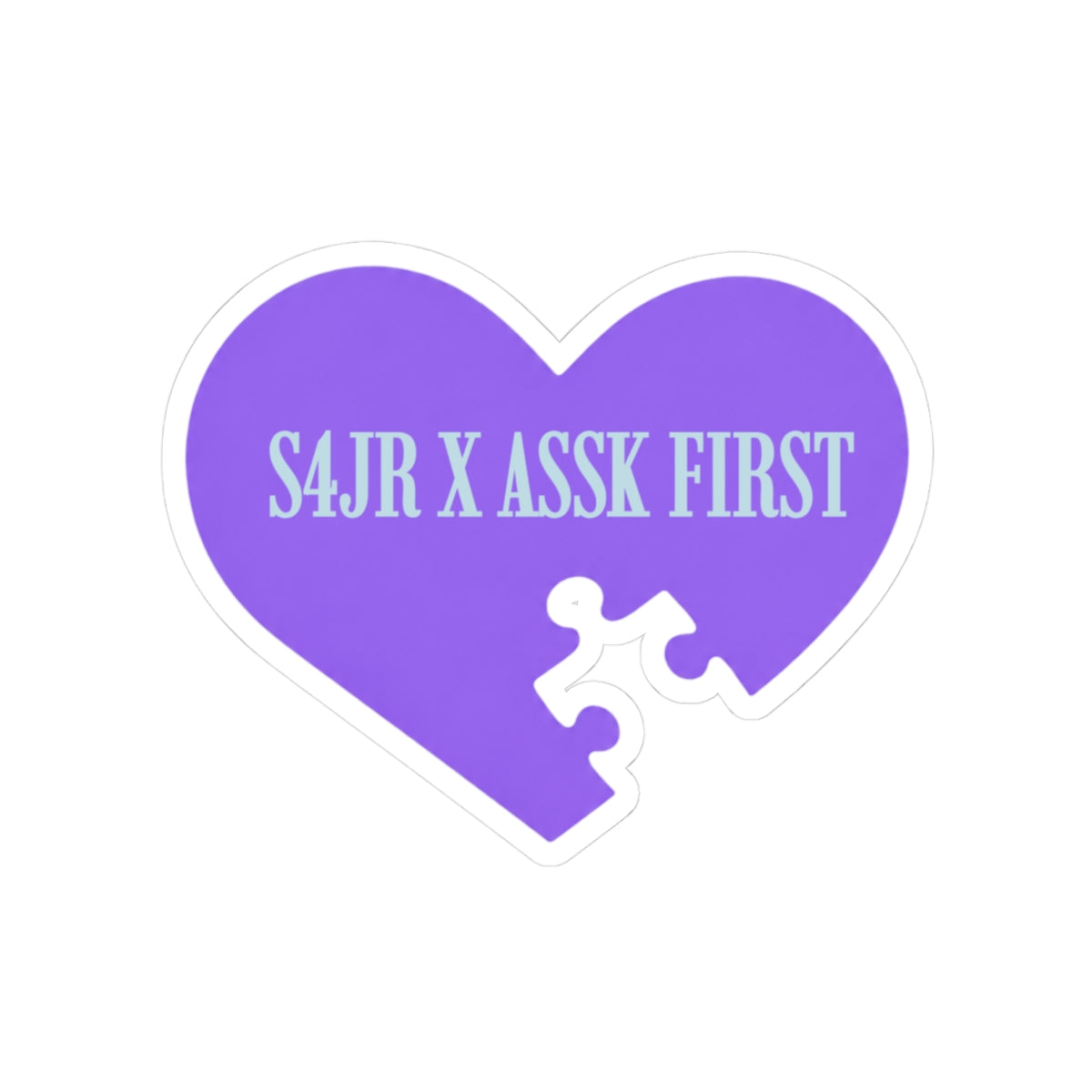 S4JR X ASSK FIRST Kiss-Cut Sticker — Purple Heart Puzzle "S4JR X ASSK FIRST"
