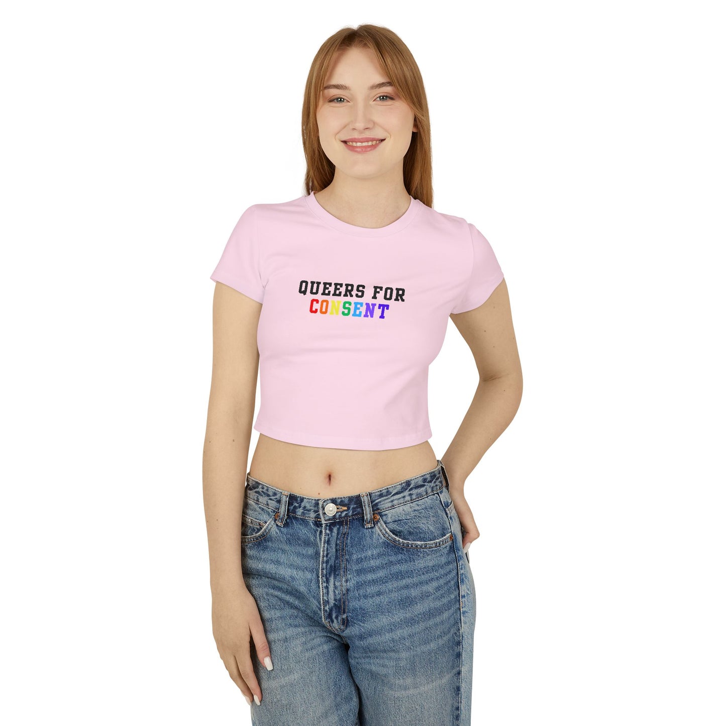 Queers for Consent Baby Tee - LGBTQ+ Pride Shirt, Feminist Graphic Top, Casual Wear, Festival Outfit, LGBTQ Gifts
