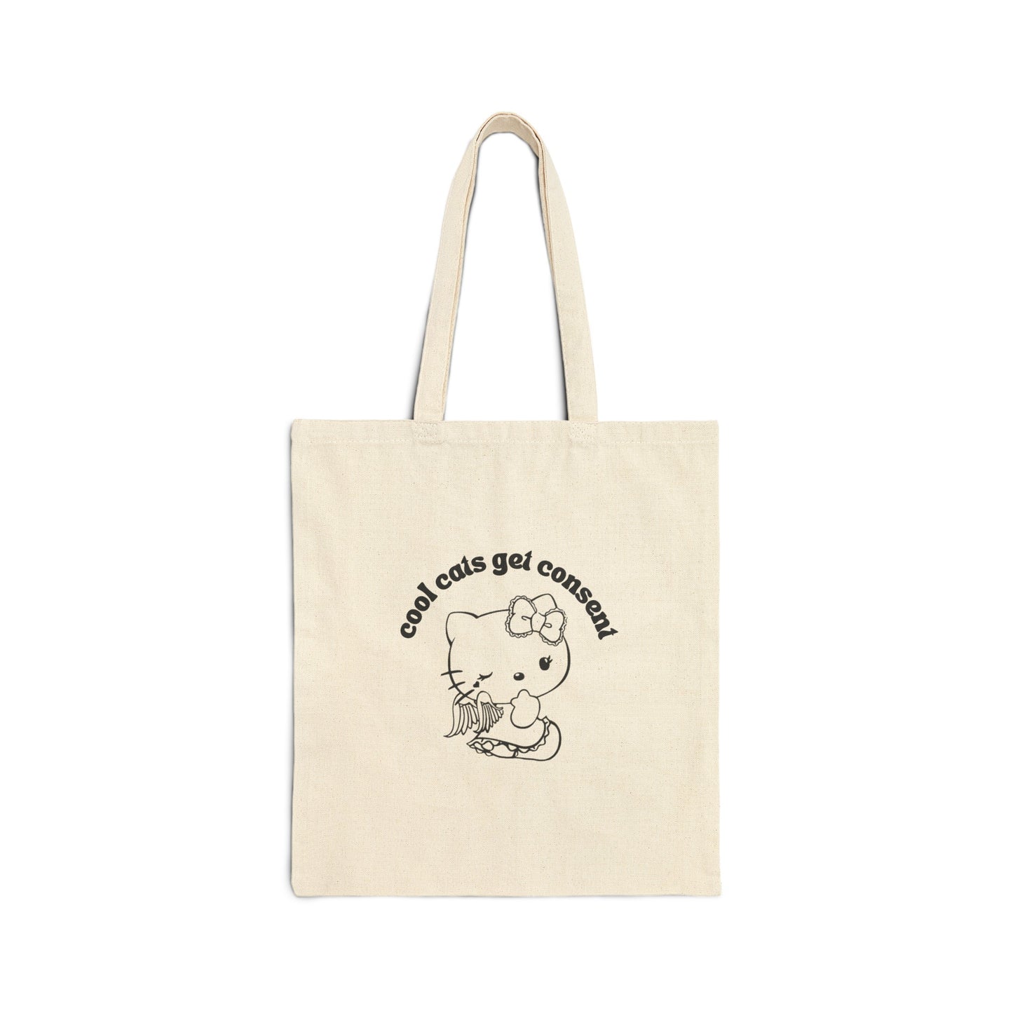 Hello Consent Kitty Cotton Canvas Tote Bag