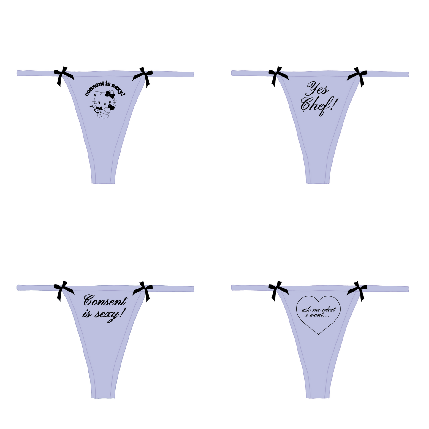 Consent is Sexy Bow Thong 4 Pack