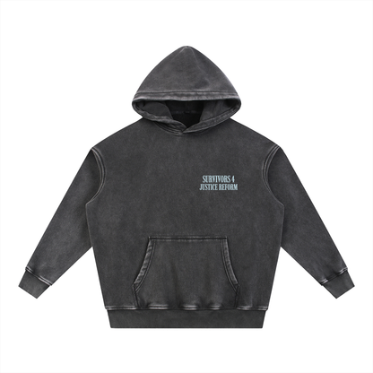 S4JR X ASSK FIRST Puzzle Heart Snow Wash Fleece Oversize Hoodie