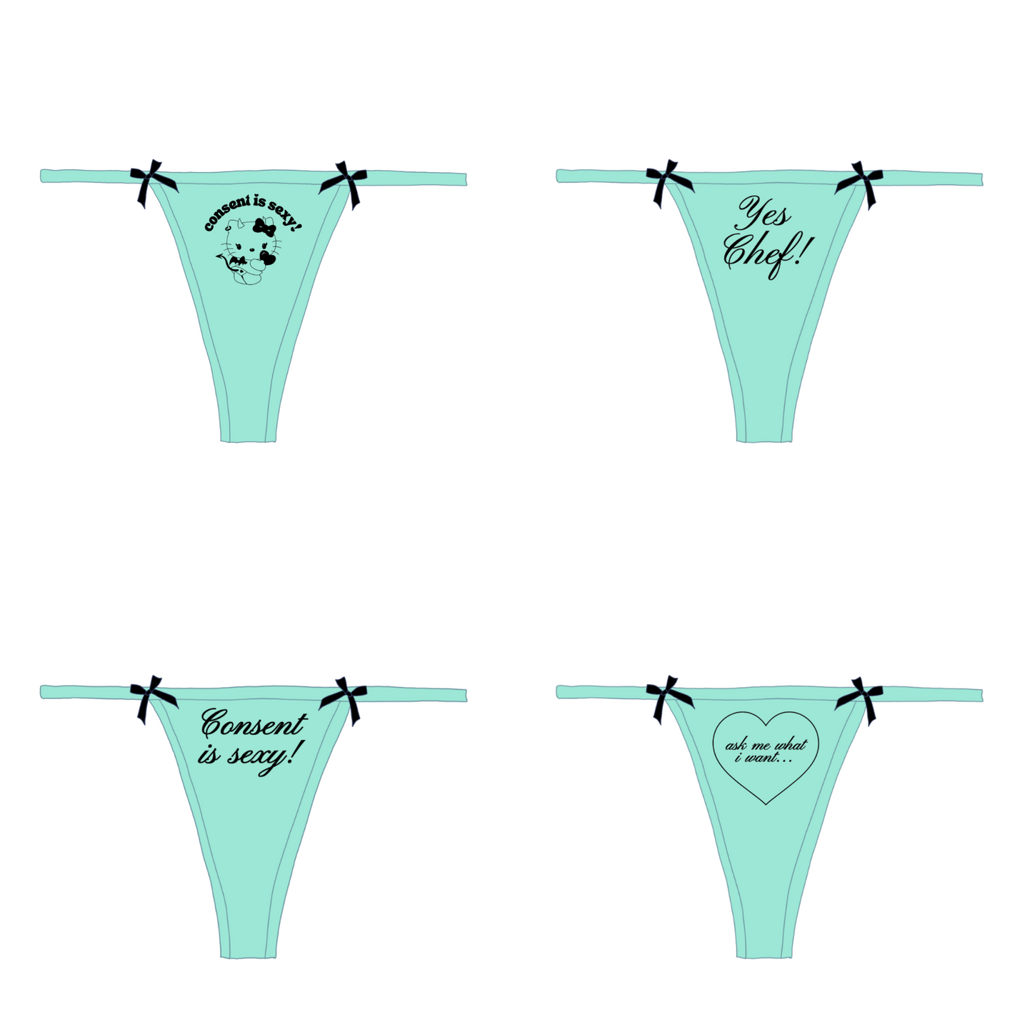 Consent is Sexy Bow Thong 4 Pack