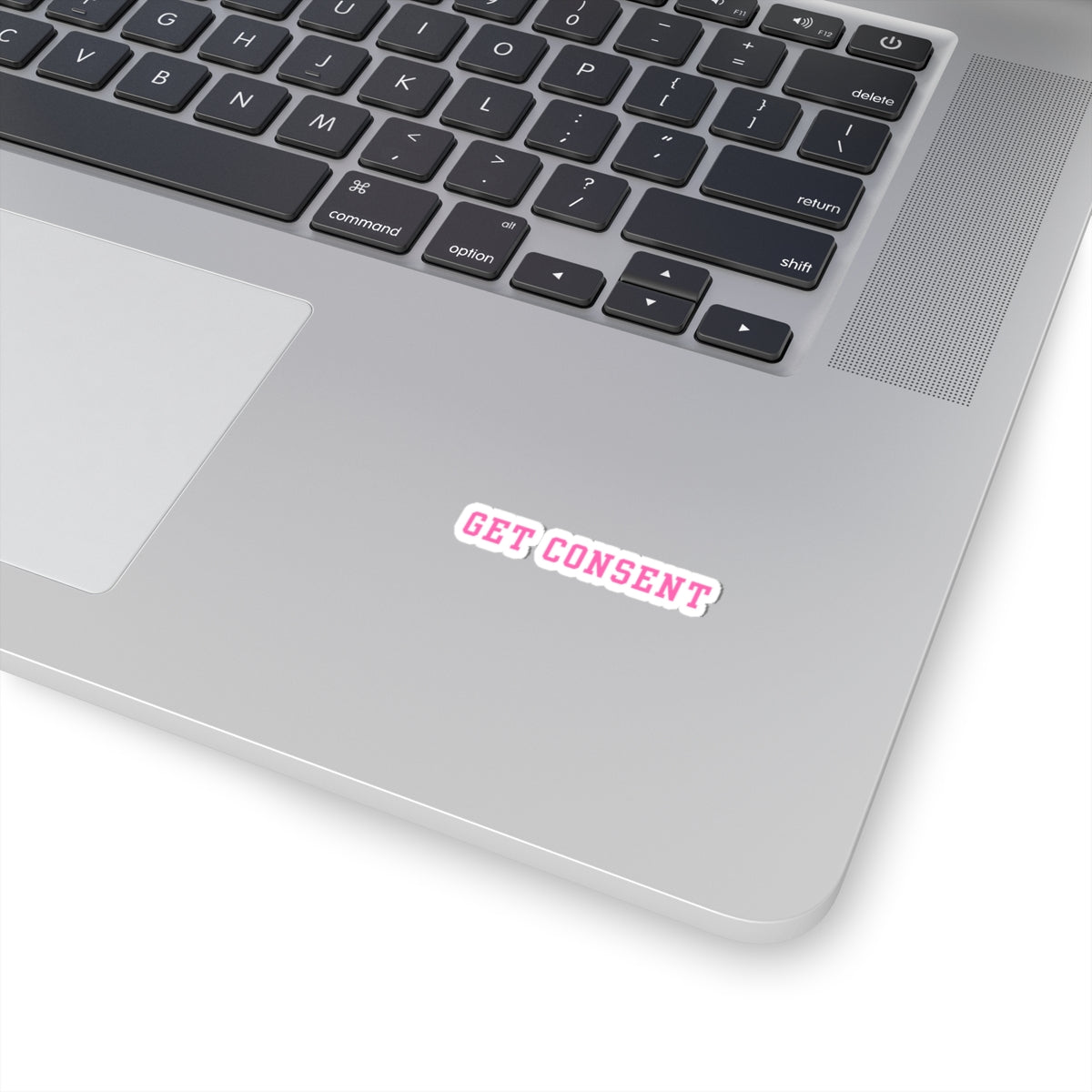 Get Consent Kiss-Cut Sticker — Pink Feminist Consent Awareness Sticker