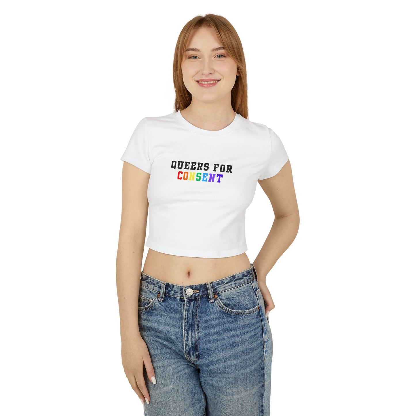 Queers for Consent Baby Tee - LGBTQ+ Pride Shirt, Feminist Graphic Top, Casual Wear, Festival Outfit, LGBTQ Gifts