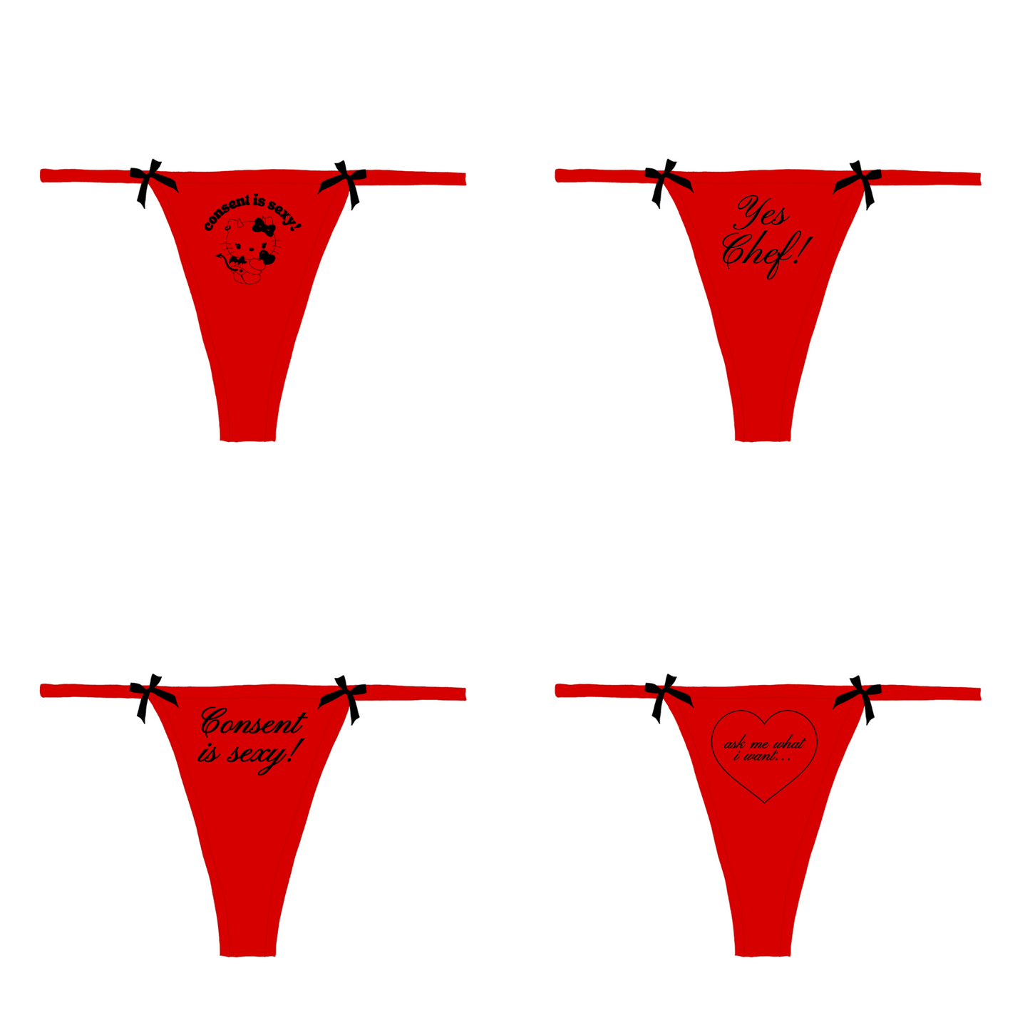 Consent is Sexy Bow Thong 4 Pack