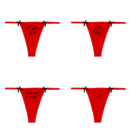 Consent is Sexy Bow Thong 4 Pack