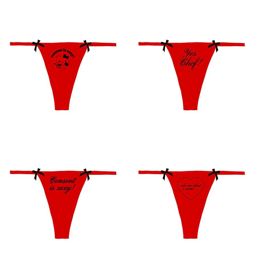 Consent is Sexy Bow Thong 4 Pack