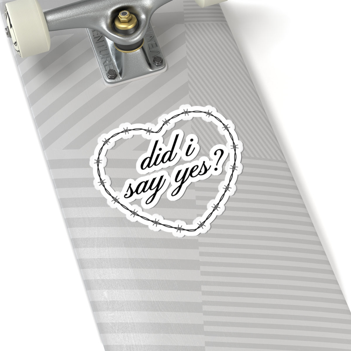 Kiss-Cut Sticker — "did i say yes?" Heart with Barbed Wire (Engagement/Proposal Accent)