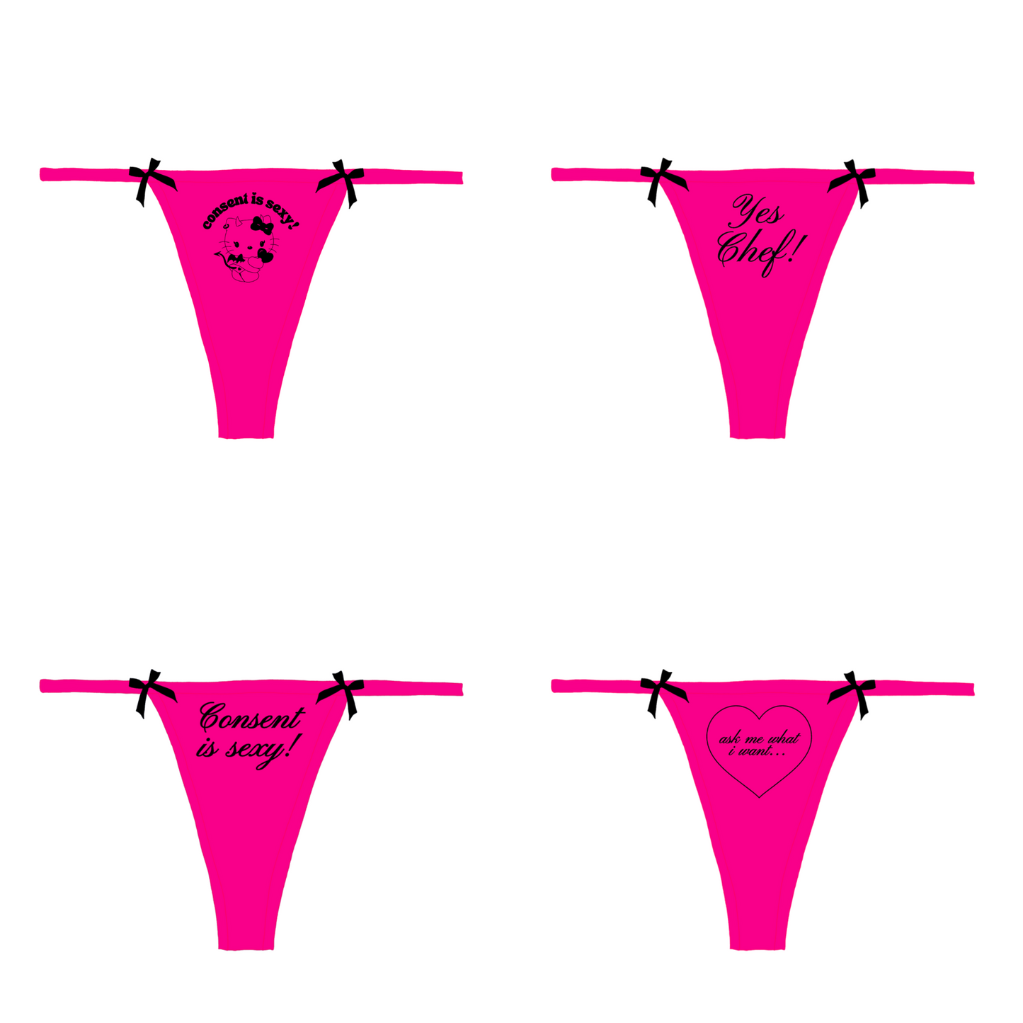 Consent is Sexy Bow Thong 4 Pack