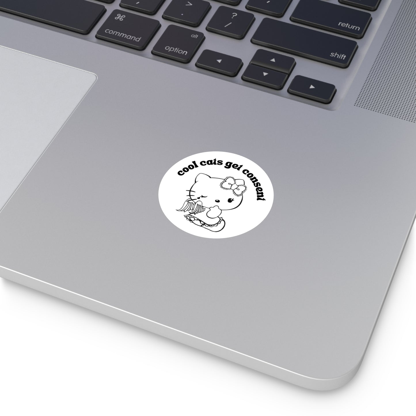 Hello Consent Kitty Round Vinyl Stickers