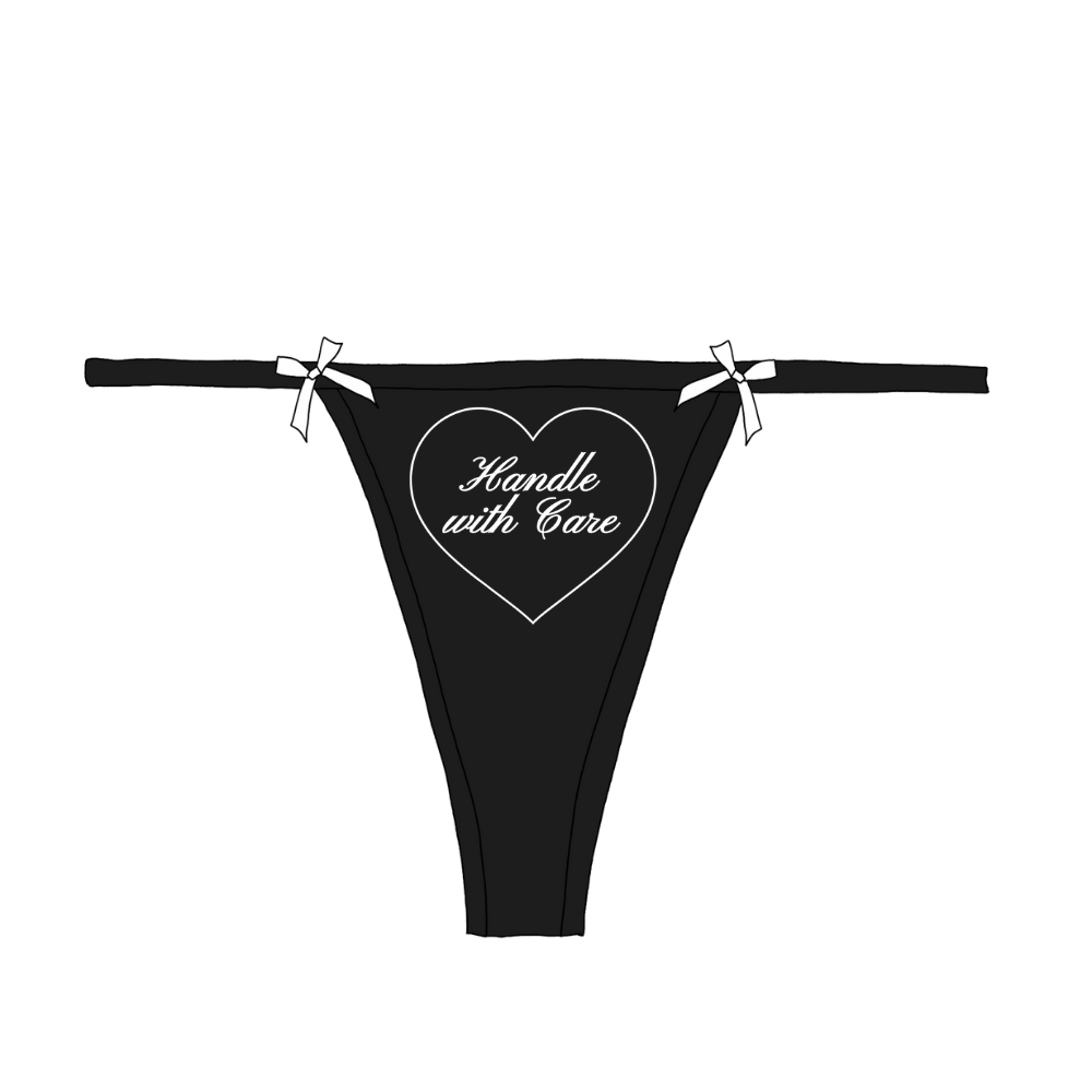 "handle with care" heart Bow Thong