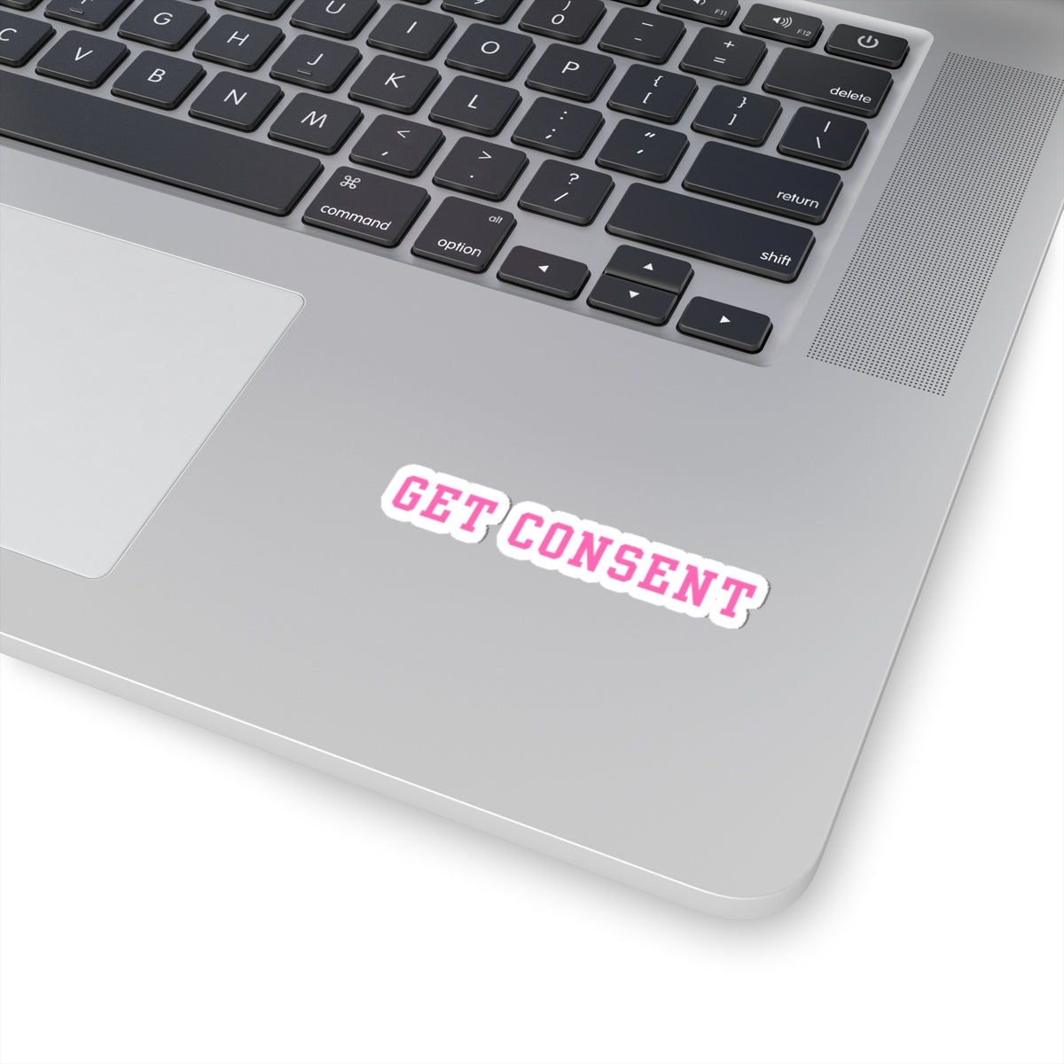 Get Consent Kiss-Cut Sticker — Pink Feminist Consent Awareness Sticker