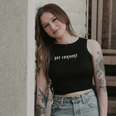 Get Consent Cropped Black Tank