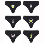 SPOOKY BLACK HIGH WAISTED THONG SPANDEX BLEND 6 PACK