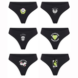 SPOOKY BLACK HIGH WAISTED THONG SPANDEX BLEND 6 PACK