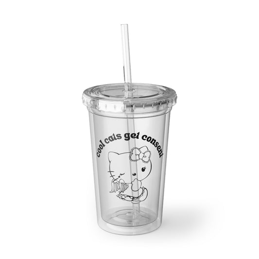 Hello Consent Kitty Suave Acrylic Cup