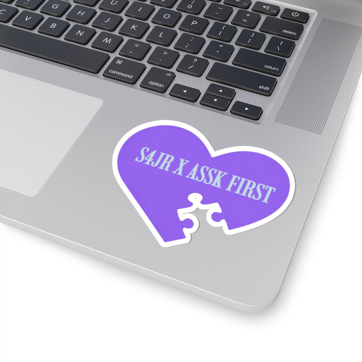 S4JR X ASSK FIRST Kiss-Cut Sticker — Purple Heart Puzzle "S4JR X ASSK FIRST"