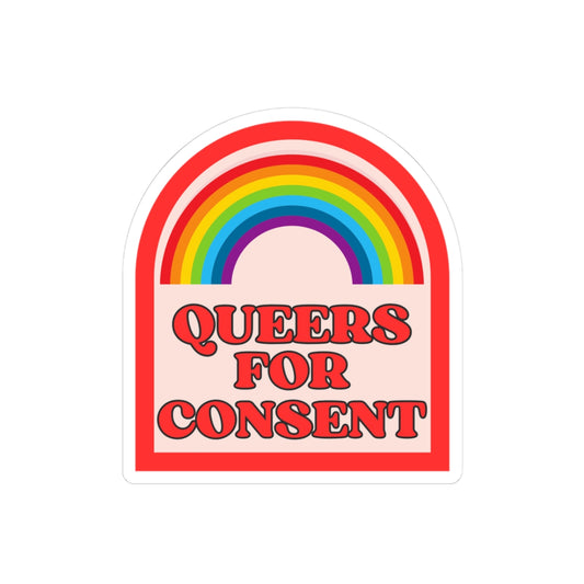 Queers for Consent Rainbow Sticker