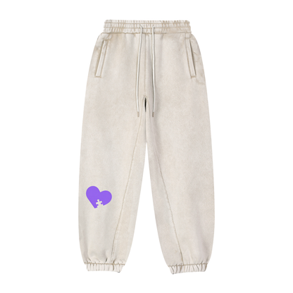 S4JR x ASSK FIRST Puzzle Heart Fleeced Jogger Sweatpants