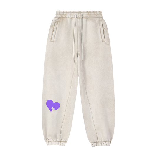 S4JR x ASSK FIRST Puzzle Heart Fleeced Jogger Sweatpants