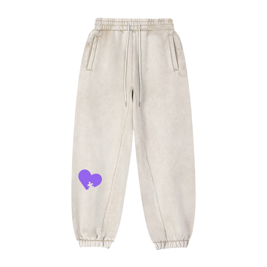 S4JR x ASSK FIRST Puzzle Heart Fleeced Jogger Sweatpants