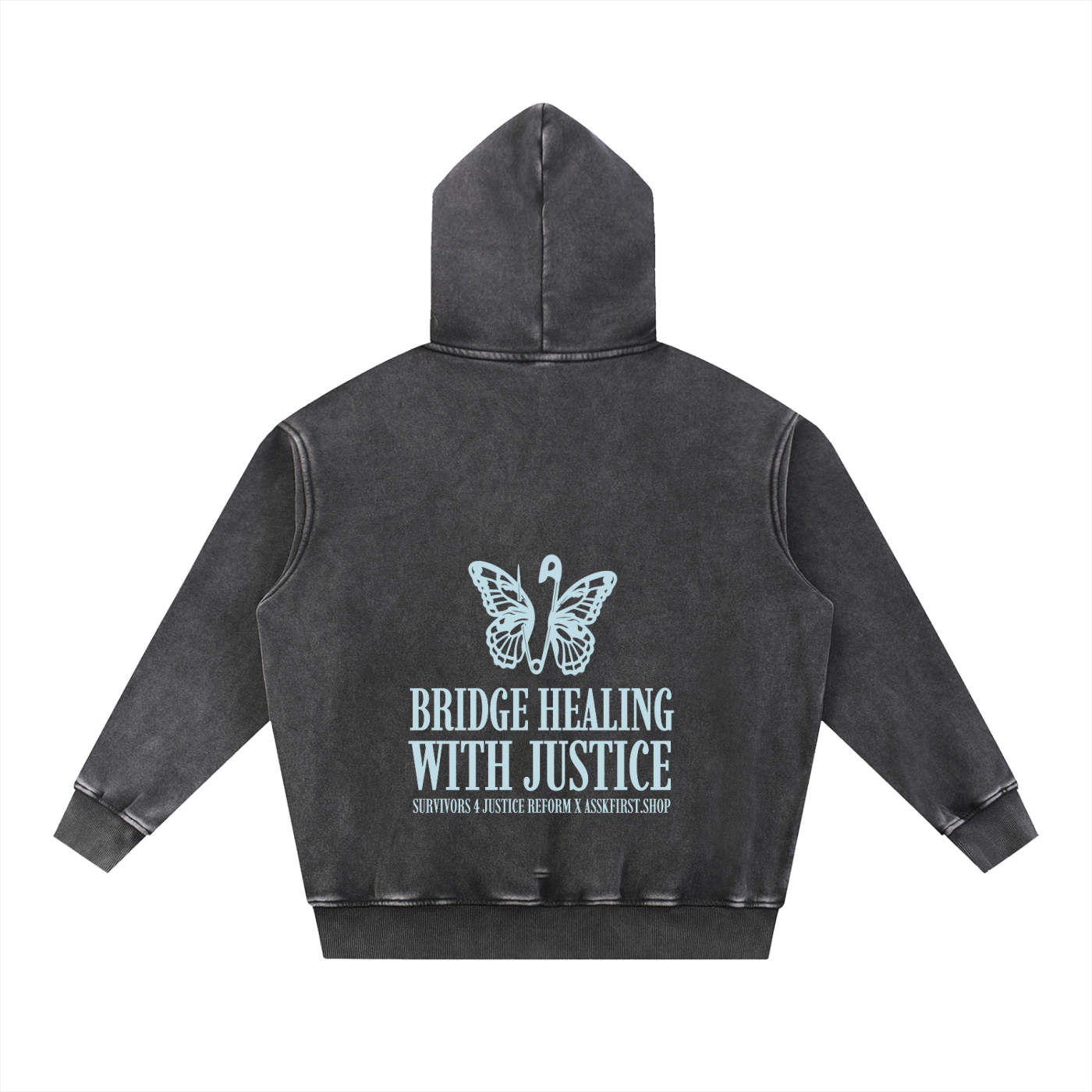 S4JR x ASSK FIRST Butterfly Pin Snow Wash Fleece Oversize Hoodie