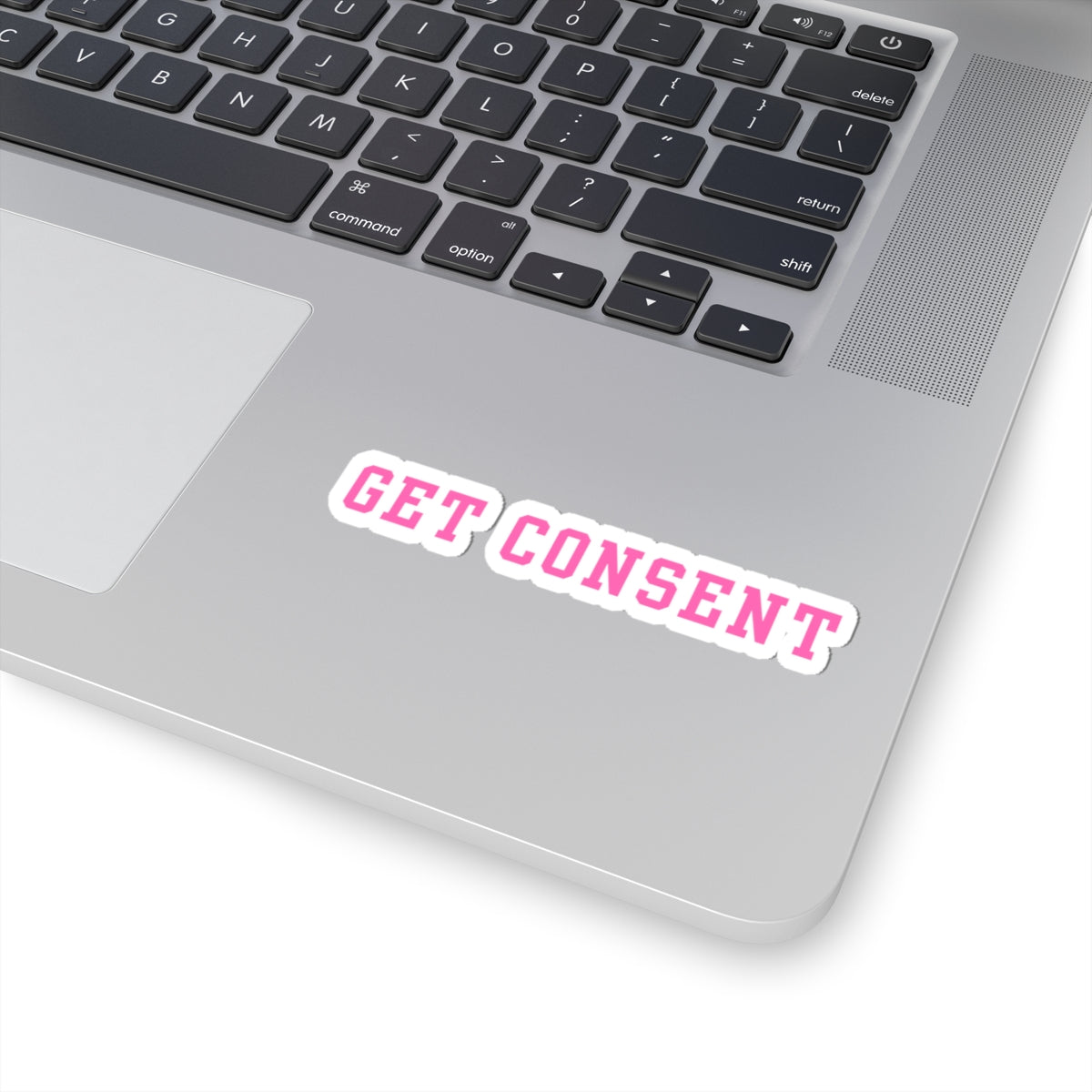 Get Consent Kiss-Cut Sticker — Pink Feminist Consent Awareness Sticker