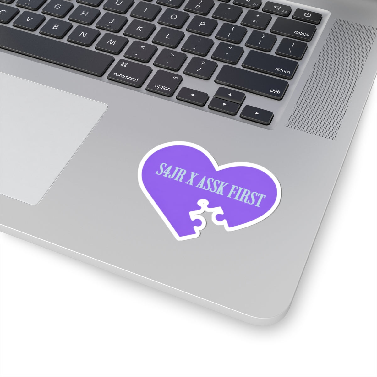 S4JR X ASSK FIRST Kiss-Cut Sticker — Purple Heart Puzzle "S4JR X ASSK FIRST"