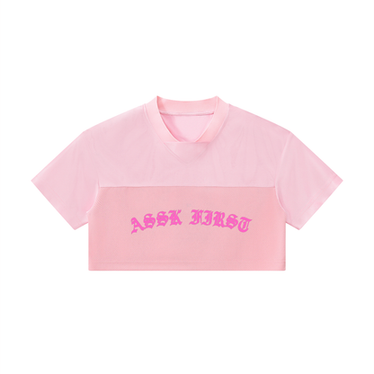 Assk First Cropped Paneled V-Neck Jersey
