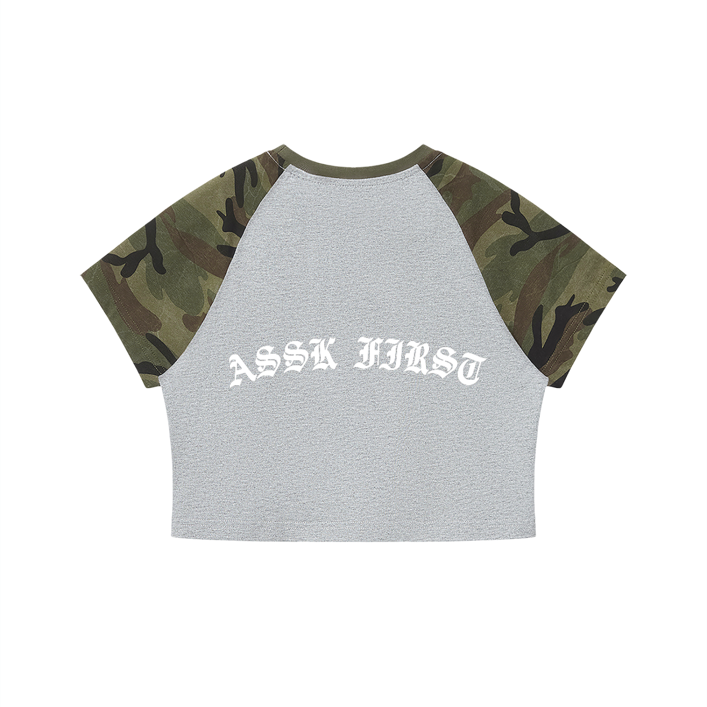 Get Consent Camo Raglan Crop T-Shirt