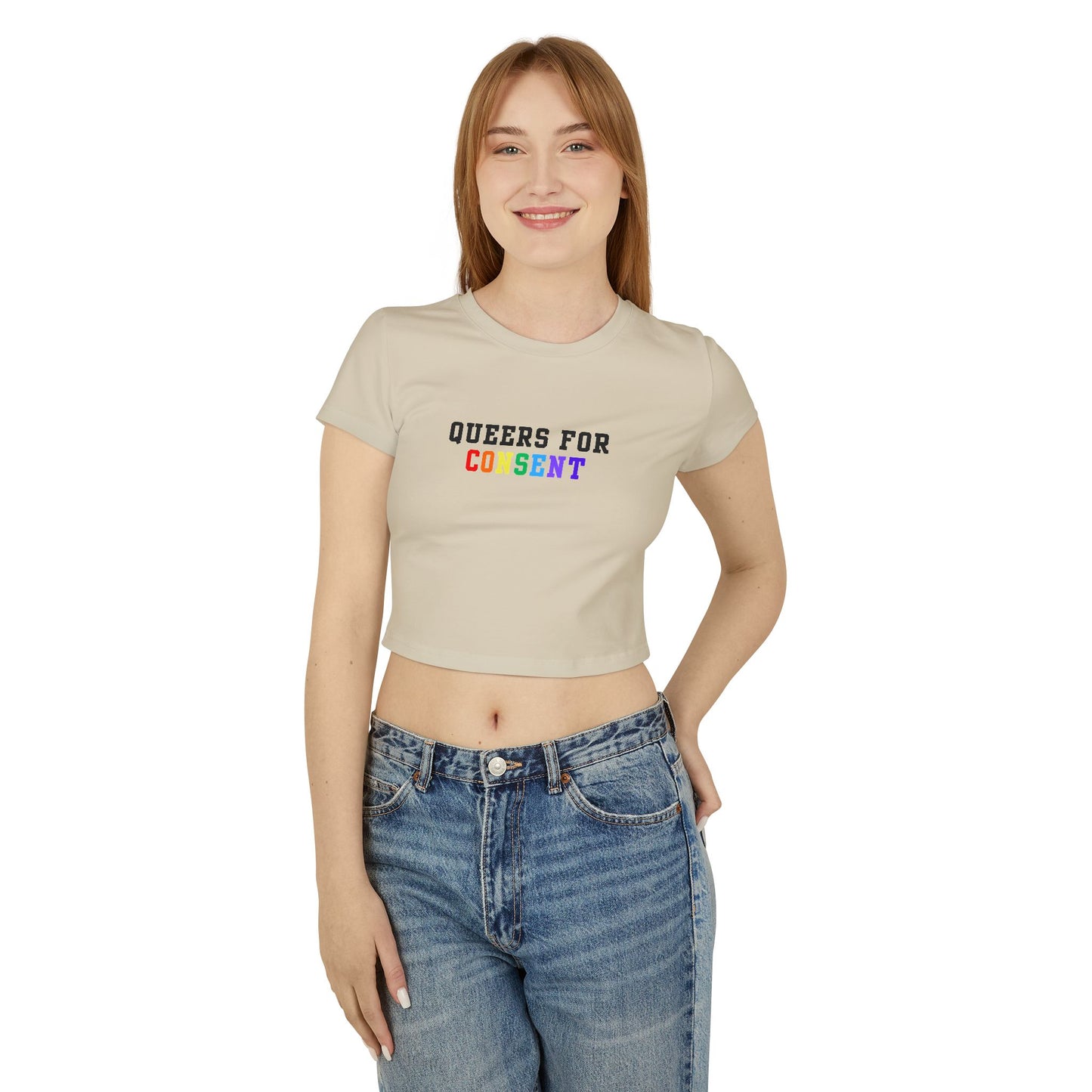 Queers for Consent Baby Tee - LGBTQ+ Pride Shirt, Feminist Graphic Top, Casual Wear, Festival Outfit, LGBTQ Gifts