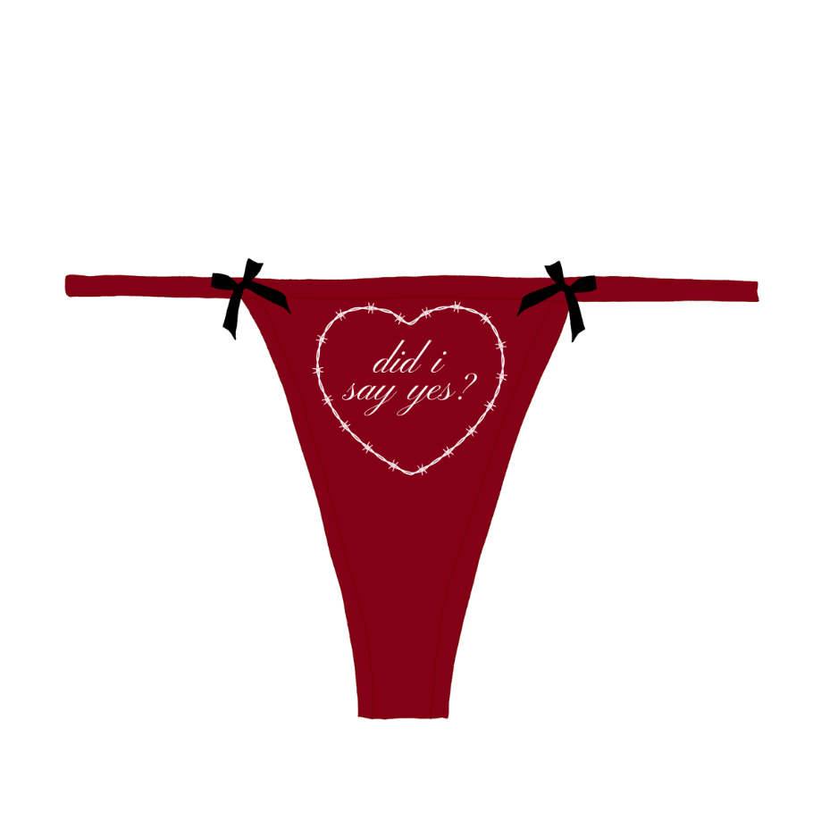 "Did I Say Yes?" Barbed Heart Bow Thong