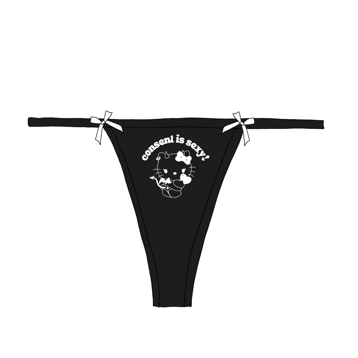 "consent is sexy" kitty Bow Thong