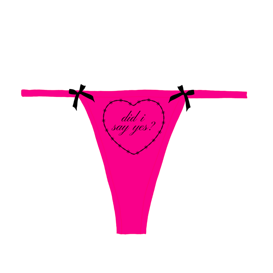 "Did I Say Yes?" Barbed Heart Bow Thong