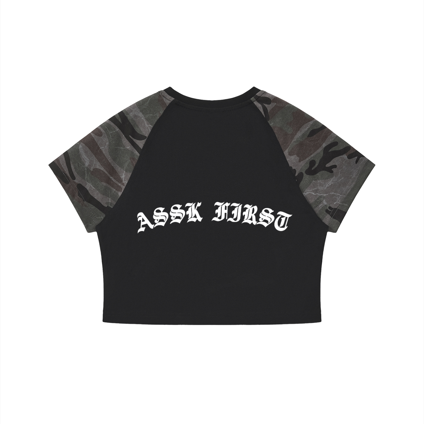 Get Consent Camo Raglan Crop T-Shirt