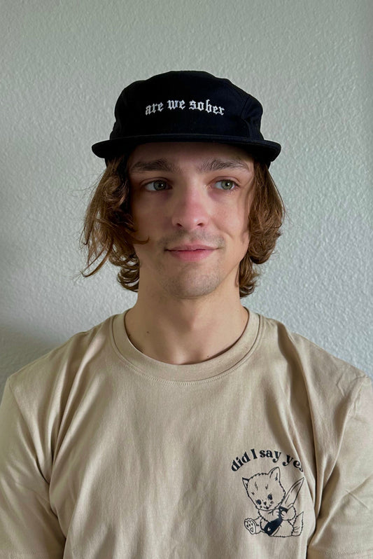 "are we sober" Gothic Style Surfer Hat