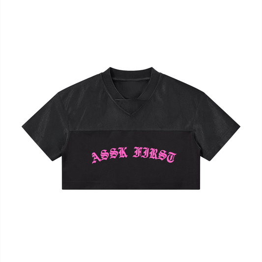 Assk First Cropped Paneled V-Neck Jersey