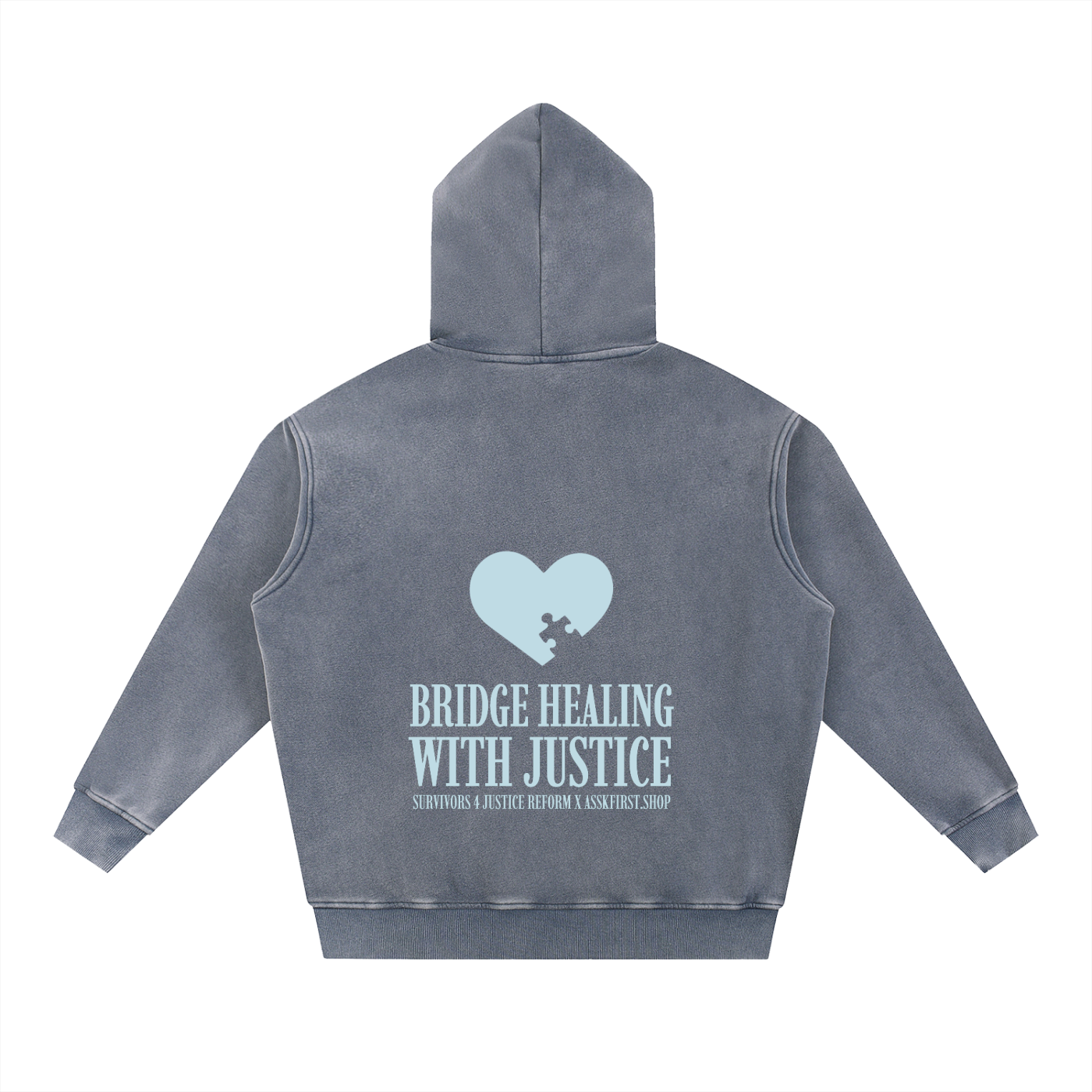 S4JR X ASSK FIRST Puzzle Heart Snow Wash Fleece Oversize Hoodie