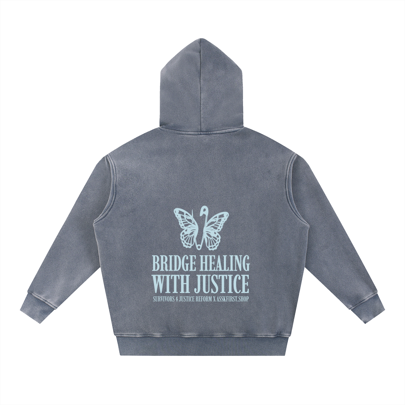 S4JR x ASSK FIRST Butterfly Pin Snow Wash Fleece Oversize Hoodie