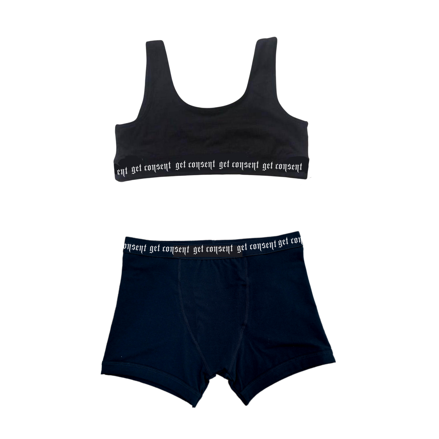 "Get Consent" Bra and UNISEX Boxer Brief Set